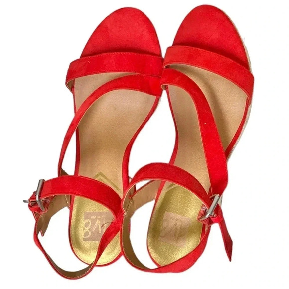 DOLCE VITA | Dv8 Retro Orange Ankle Strappy Round Toe Pierra Dress Wedge Size 10 - Picture 6 of 8